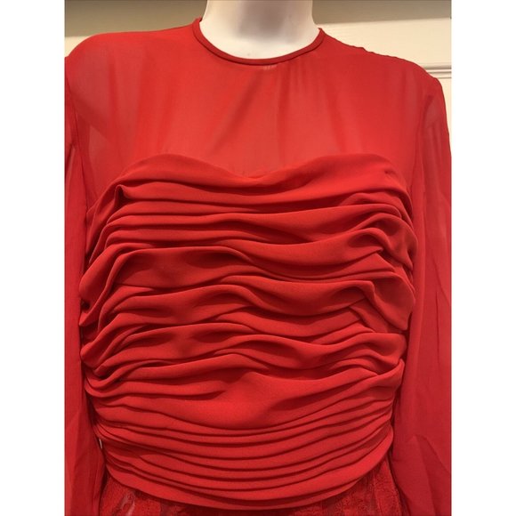 Vintage 80s A.J. Bari Red lace bodysuit blouse Leotard size 10 - Picture 3 of 7